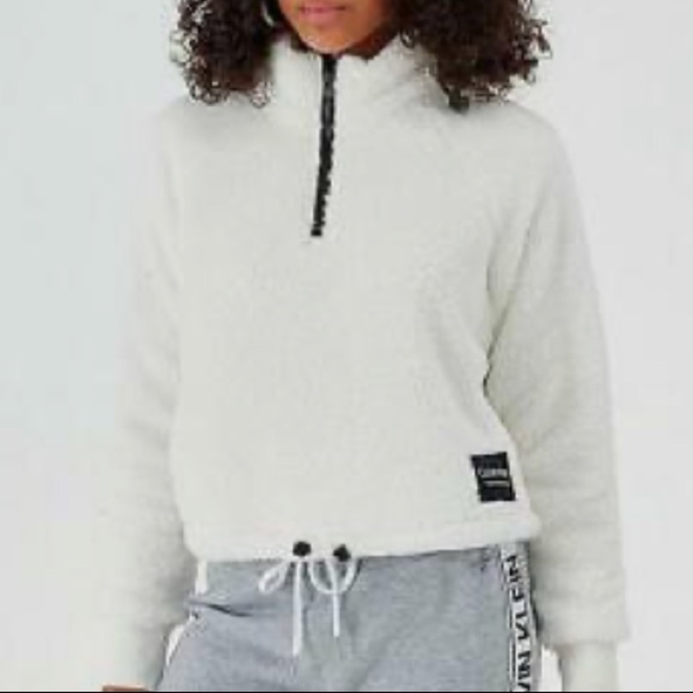Half zip Calvin Klein performance jacket white fuzzy